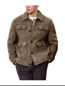 Men’s Casual Chevron Blazer – Stylish Business Suit Jacket with Notched Lapel