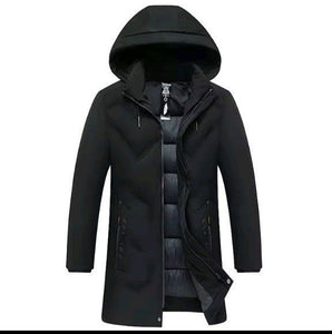 Men’s High-Quality Fashion Hoodie – Casual Slim Fit Long Winter Jacket Coat – Black / Gray