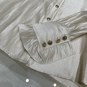 قميص نانيو النسائي عالي الجودة للخريف - أكمام طويلة وياقة فرنسية، بلمسة نهائية من الساتان 