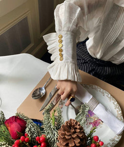 قميص فرنسي كاجوال من الحرير والكتان بشعار COCO 