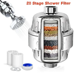 High-Output Shower Water Filter 15-20 Stages Chlorine & Heavy Metal Removal